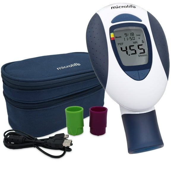 Microlife (Deluxe Kit) Digital Peak Flow Meter PEF / FEV1 / Early Asthma Attack Detection