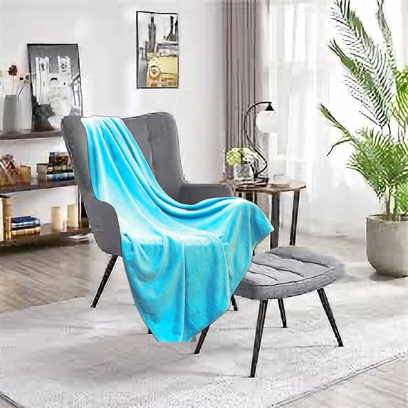 Microlight Plush Solid Fleece Throw Blanket, Aqua, 50" x 60"