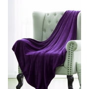 Microlight Plush Solid Fleece Throw Blanket, Purple, 50" x 60"
