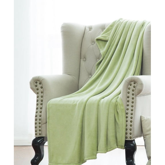 Microlight Plush Solid Fleece Throw Blanket, Sage, 50" x 60"