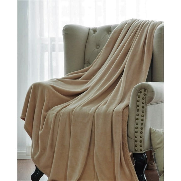 Microlight Plush Solid Fleece Throw Blanket, Taupe, 50" x 60"
