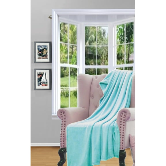 Microlight Plush Solid Fleece Throw Blanket, Turquoise, 50" x 60"