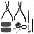 thumbnail image 1 of Microlinks Hair Extensions Kit, Hair Extension Closer and Removal Pliers,  Beads Pulling Hook & Microbead Loop Tool,  Links  Rings Bead 200 count(Black), 1 of 7