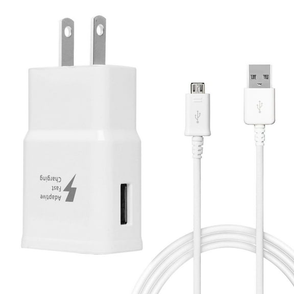Micromax Canvas Juice 4G Q461 Adaptive Fast Charger Micro USB 2.0 Charging Kit [1 Wall Charger + 5 FT Micro USB Cable] Dual voltages for up to 60% Faster Charging! White