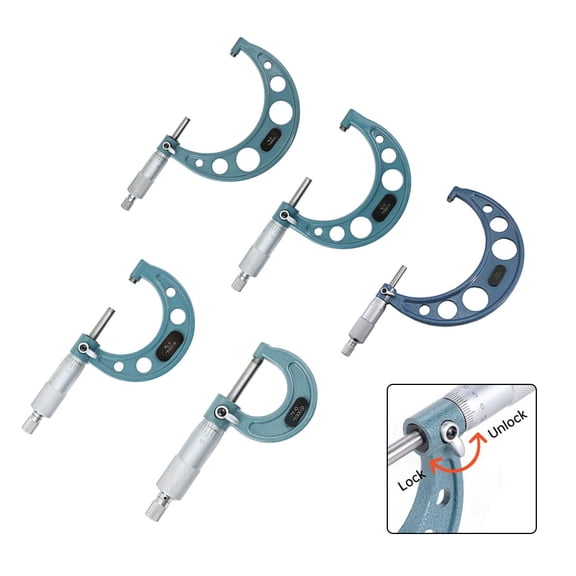 Micrometer Outside Diameter Measurement Tool 0-1In 1-2In 2-3In 3-4In 4-5In Outside Spiral Micrometer Mechane Gauges Measureing C Fangkenuo