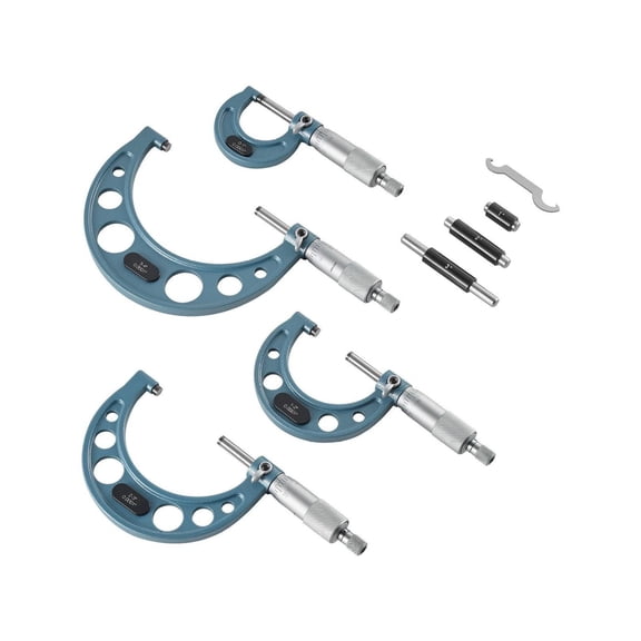 Micrometer Set 4 PCS, 0-1/1-2/2-3/3-4 Inch, 0.0001 Accuracy, Machinist Tools with Case