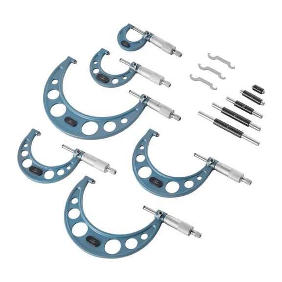 Micrometer Set 6 PCS, 0-6 Inch Precision Machinist Micrometer, 0.0001 Accuracy, Metalworking Tools with Case, for Engineering & Measurement