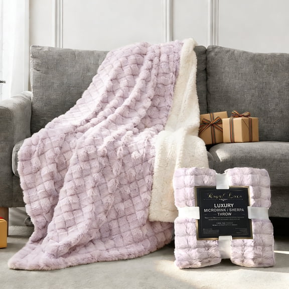 Micromink Sherpa Reversible Throw Blanket, Soft Fluffy Plush Blanket for Home Couch Sofa Bed Room Decor, 50x60 Inches, Red
