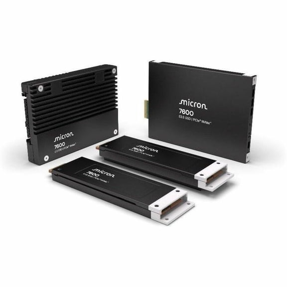 Micron 7600 MAX 3.20 TB Solid State Drive - E3.S (7.5 mm) Internal - PCI Express NVMe (PCI Express NVMe 5.0 x4) - Mixed Use - TAA Compliant - Data Center, Cloud Computing Device Supported - 3 DWPD ...