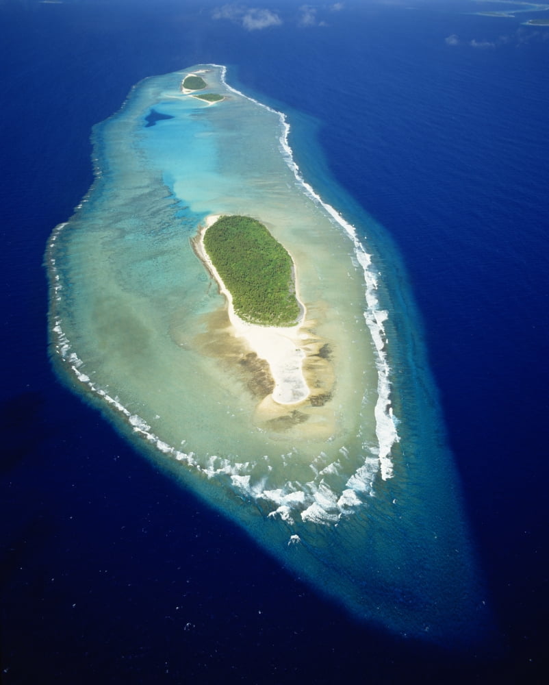 Micronesia Aerial view of island near Ulithi Yap State Losiep Atoll Canvas Art - Mitchell Warner Design Pics (30 x 38)
