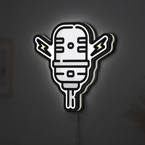 Microphone 3D Novelty Light Box, Rock Decor for Singers and Music Lovers (Height 24 inch, 60cm)