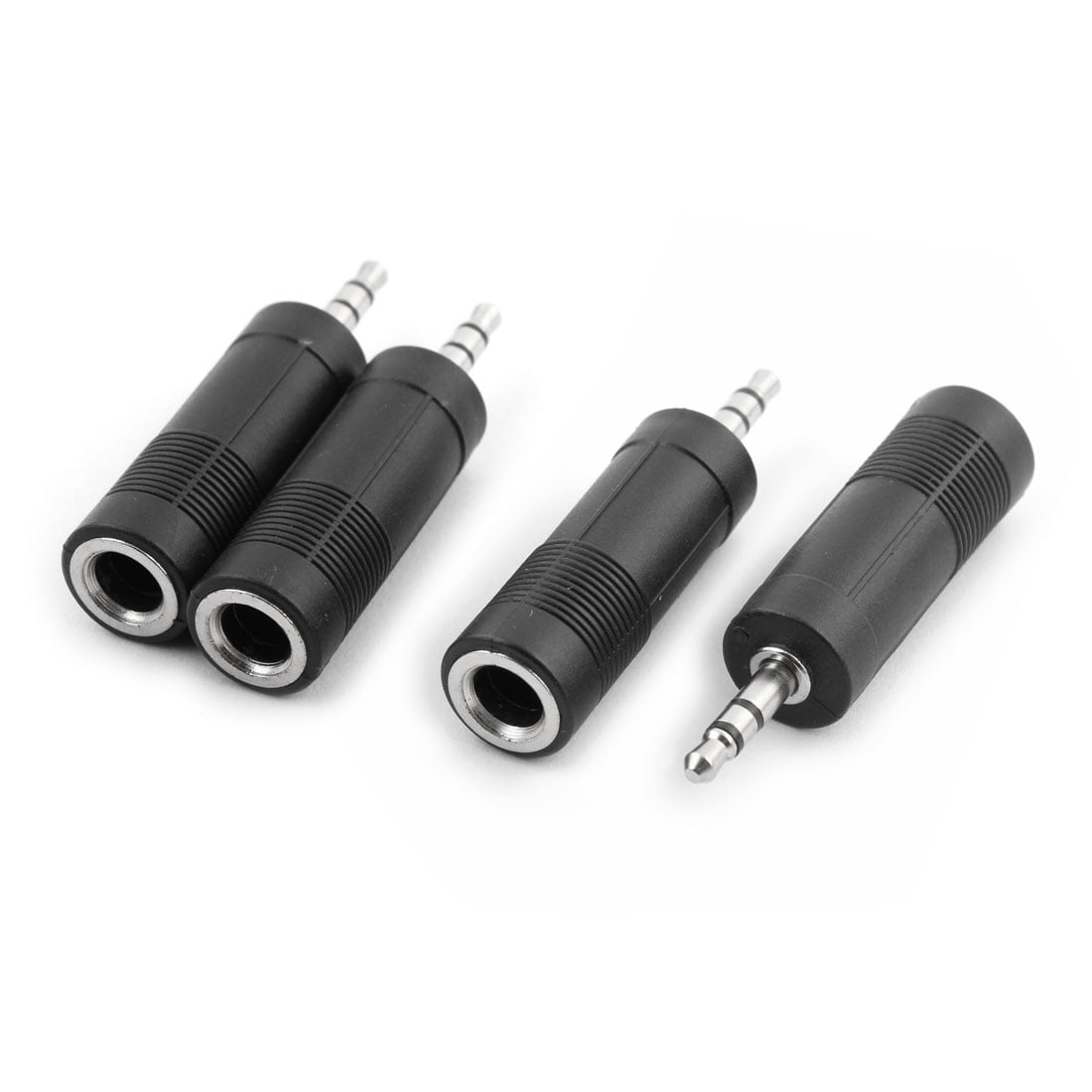Microphone 6.35mm Female to 3.5mm Male Audio Connector Adapter Black 4pcs 
