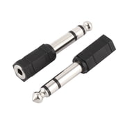 Microphone 6.35mm Male to 3.5mm Female Audio Plug Jack Adapter Black 2pcs