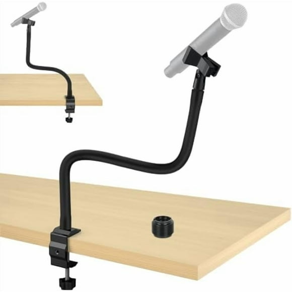 Microphone Arm Stand,50 cm Long Gooseneck Arm Heavy Duty Desktop Clamp Microphone Clip with 3/8" to 5/8" Adapter,Compatible with Shure/Fifine/HyperX/ AT2020/ Pyle/Blue Snowball/Razer