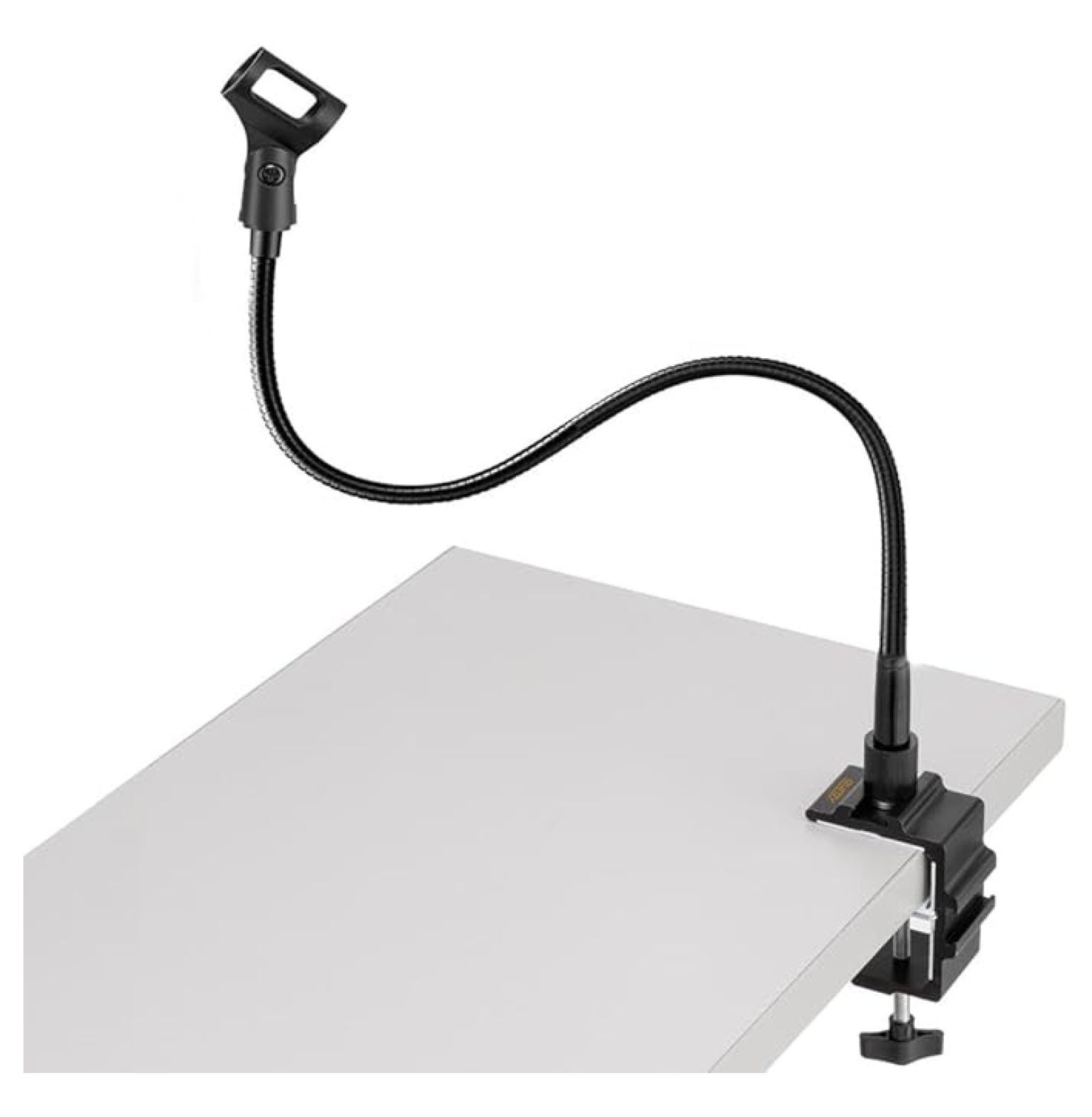 Microphone Arm Stand Long 20'' Sturdy Gooseneck Mic Stand Adjustable Microphone Arm Stand with Clamp - Flexible Mike Stand Podium Compact Mic Arm for Desk Traveling (Black)