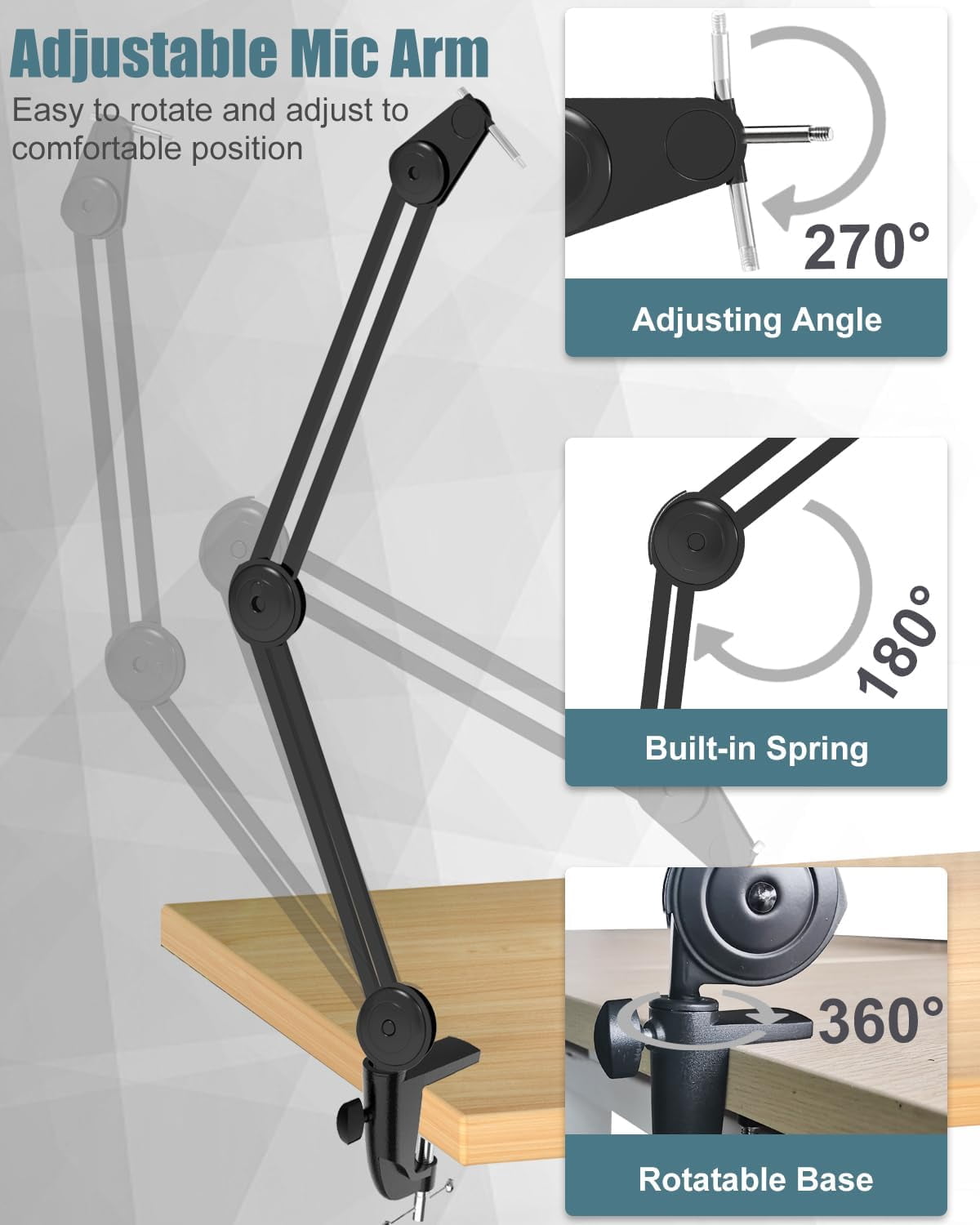 Microphone  Arm Stand for Blue  with Shock Mount Foam Cover, Heavy Duty Scissor Arm for Recording Broadcasting