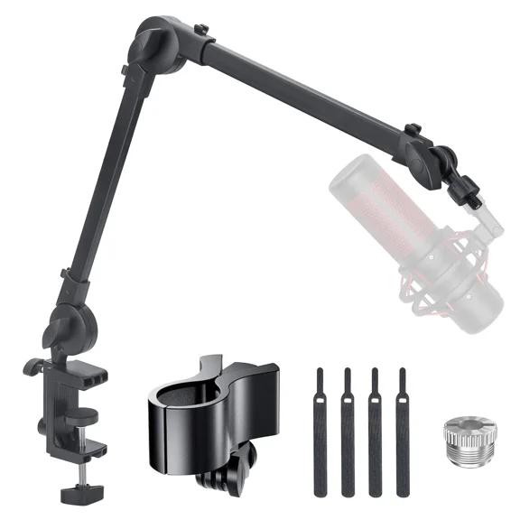 Microphone Boom Arm 360 Rotatable Adjustable Mic Stand w/ 3/8''to 5/8'' Adapter