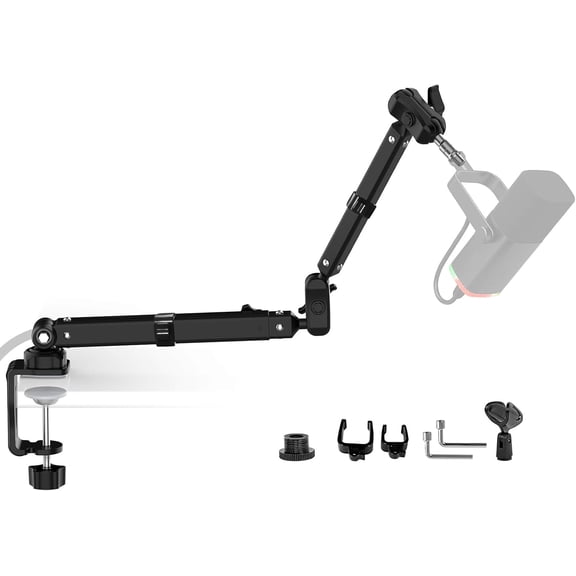 Microphone Boom Arm, 360 Rotatable Heavy Duty Stable Metal Low Profile Mic Arm Stand Desk Mount for Podcast Live Streaming Gaming Studio, with Cable Management, 3/8'' to 5/8'' Adapter