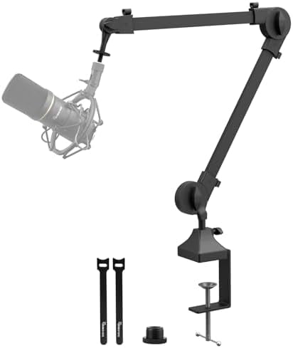 Microphone Boom Arm Stand, Studio Arm Suspension Scissor Adjustable Stand for HyperX/Shure SM7B and Other Microphone, Recording Gaming Streaming Podcasting