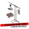thumbnail image 1 of Microphone Boom Stand with XLR Mic Cable, Cardioid Dynamic Microphone & Clip (Pack of 2) by Griffin - Tripod Mount - 20 ft Pro Audio 3-Pin Cord Patch Vocal Unidirectional Microphone, 1 of 14
