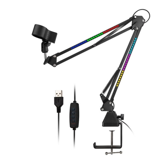 Microphone Bracket RGB Microphone Arm Stand with RGB Light Rotatable Suspension Boom Scissor Stand Big Base