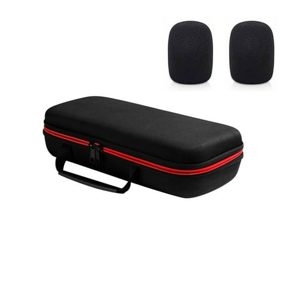Microphone Case Storage Box Double Handheld Mic Travel Box with Windscreen for Karaoke Singing Party Accessory