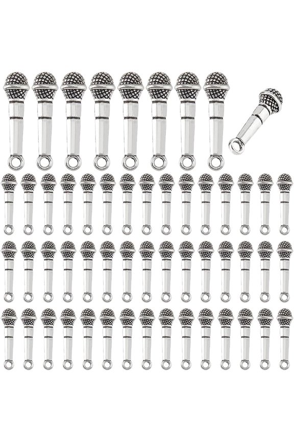 Microphone Charms Alloy Music Theme Charms Vintage Microphone Pendants