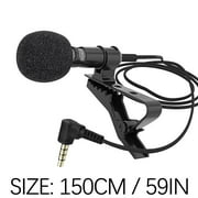 Microphone Clip-on Lapel Lavalier Mic Wired For Phone Laptop Highly Sensitive Microphone