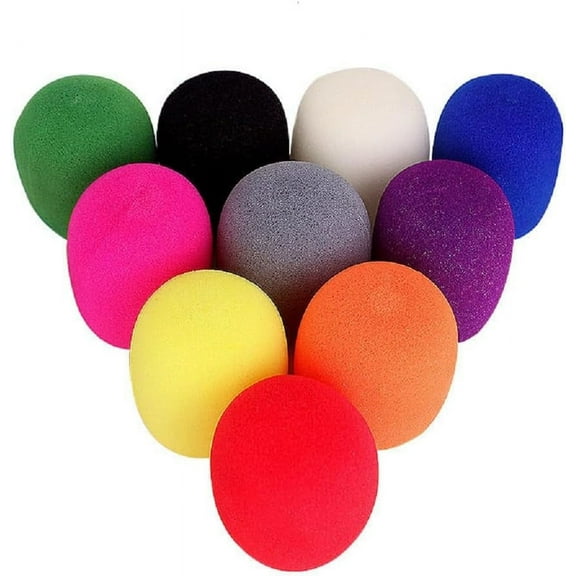 Microphone Cover, Thick Colorful Foam Mic Cover, Handheld Stage Microphone Windscreen, Reusable Foam Covers Foam Micro Filter for Most Handheld Microphone for Karaoke DJ - 10 Pieces