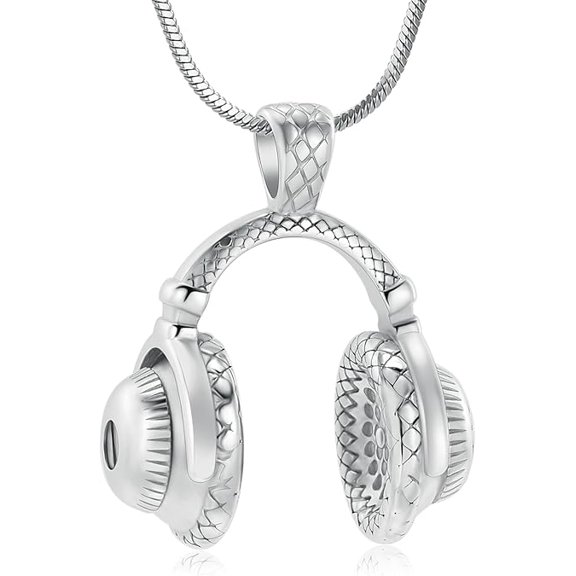 Microphone Cremation Jewelry for Ashes, Headset Urn Necklaces for Women Men Keepsake Memorial Pendant Women Men Memorial Headset Pendant