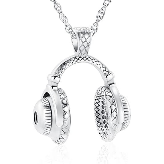 Microphone Cremation Jewelry for Ashes, Headset Urn Necklaces for Women Men Keepsake Memorial Pendant