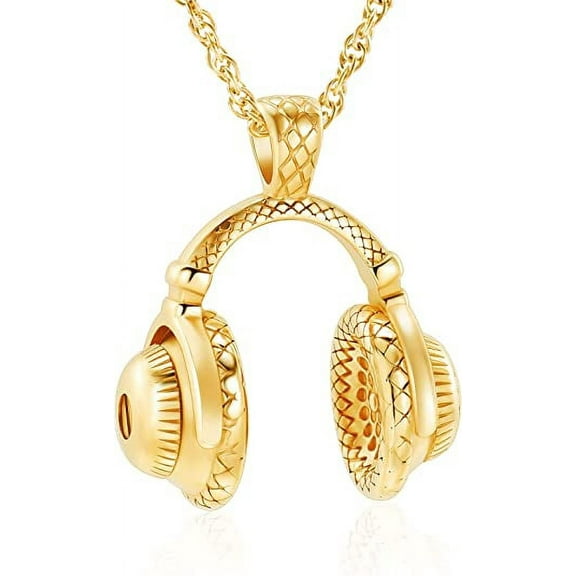 Microphone Cremation Jewelry for Ashes, Headset Urn Necklaces for Women Men Keepsake Memorial Pendant