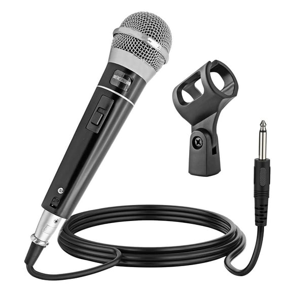 Microphone Dynamic Vocal Handheld Mic Cardioid Unidirectional Microfono w On Off Switch + XLR Audio Cable for Singing Karaoke Public Speaking & Parties - PM 100