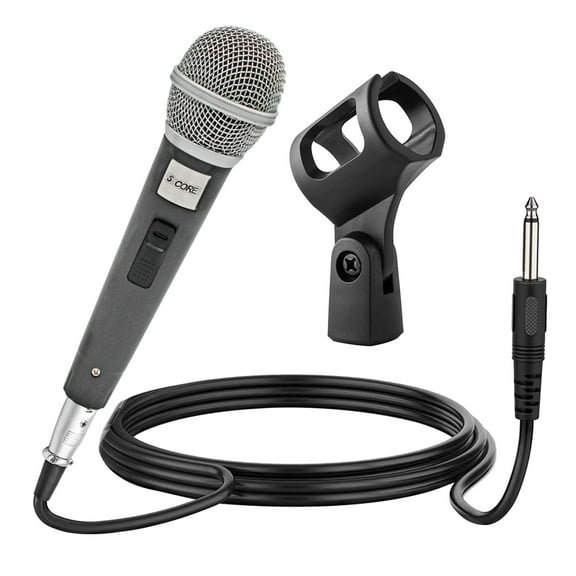 Microphone Dynamic Vocal Handheld Mic Cardioid Unidirectional Microfono w On Off Switch + XLR Audio Cable for Singing Karaoke Public Speaking & Parties - PM 18