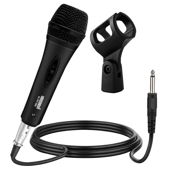 Microphone Dynamic Vocal Handheld Mic Cardioid Unidirectional Microfono w On Off Switch + XLR Audio Cable for Singing Karaoke Public Speaking & Parties - PM-286