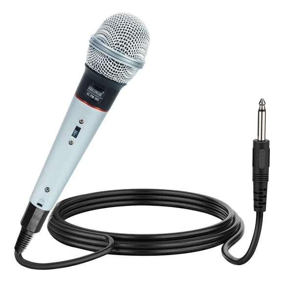 Microphone Dynamic Vocal Handheld Mic Cardioid Unidirectional Microfono w On Off Switch + XLR Audio Cable for Singing Karaoke Public Speaking & Parties - PM 305