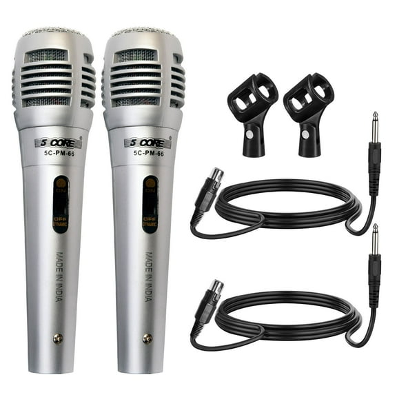 Microphone Dynamic Vocal Handheld Mic Cardioid Unidirectional Microfono w On Off Switch + XLR Audio Cable for Singing Karaoke Public Speaking & Parties - PM-66K 1 Pair