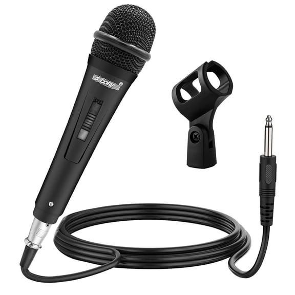 Microphone Dynamic Vocal Handheld Mic Cardioid Unidirectional Microfono w On Off Switch + XLR Audio Cable for Singing Karaoke Public Speaking & Parties - PM 816