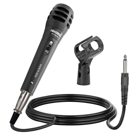 Microphone Dynamic Vocal Handheld Mic Cardioid Unidirectional Microfono w On Off Switch + XLR Audio Cable for Singing Karaoke Public Speaking & Parties