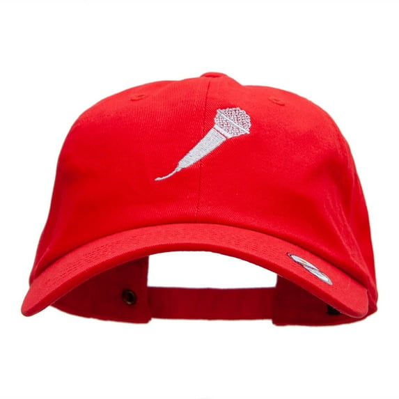 Microphone Embroidered Washed Cap - Red OSFM