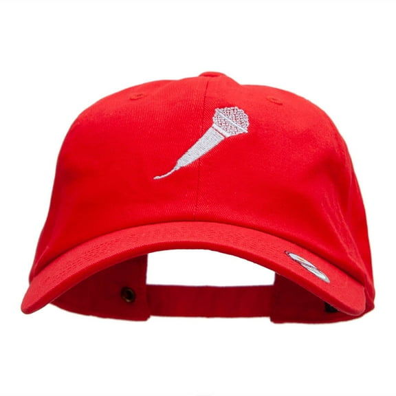 Microphone Embroidered Washed Cap - Red OSFM