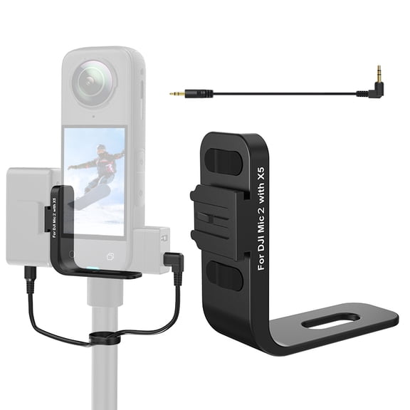 Microphone Expansion for Insta360 X5 Cold Shoe Mount for DJI Mic 2 Receiver Audio Holder Bracket Adapter for Insta 360 X5 Accessories with Audio Cable