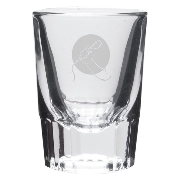 Microphone Hand Deep Etched Crystal Shot Glass