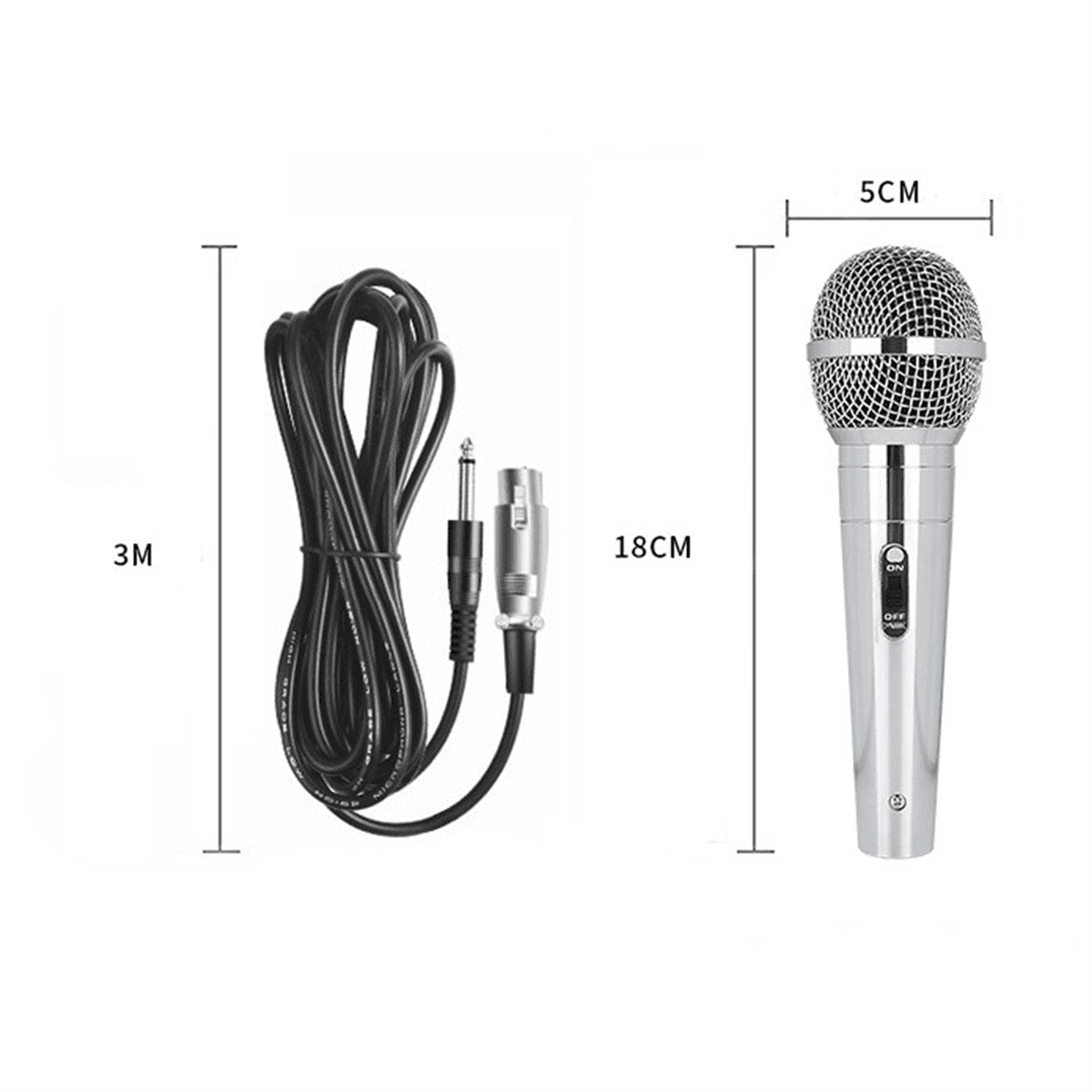 Microphone Handheld Professional Wired Metal Dynamic Microphone Clear