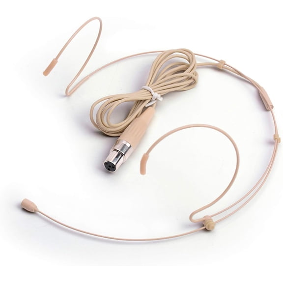 Microphone Headset Discreet Headworn Earset Over Ear Hanging Mic Compatible with Shure Wireless System Bodypack Transmitter, Ideal for Lectures, Live Performance, Theater, Podcasts Beige
