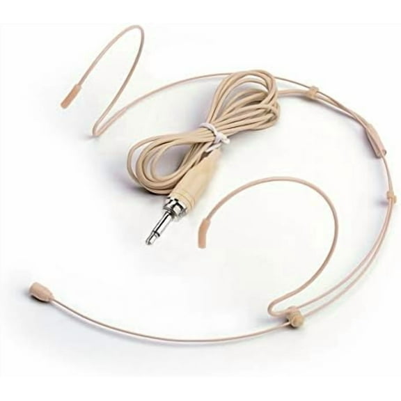 Microphone Headset Discreet Headworn Earset Over Ear Hanging Mic for Wireless System Bodypack Transmitter, Ideal for Lectures, Live Performance, Theater, Podcasts – Beige$$Music