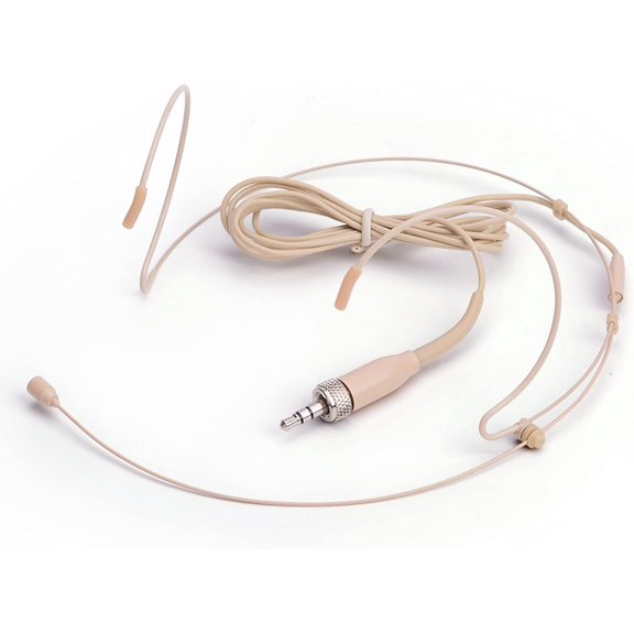 Microphone Headset Headworn Earset Over Ear Hanging Mic for Sennheiser Wireless System Bodypack Transmitter, Ideal for Lectures, Live Performance, Theater, Podcasts Beige