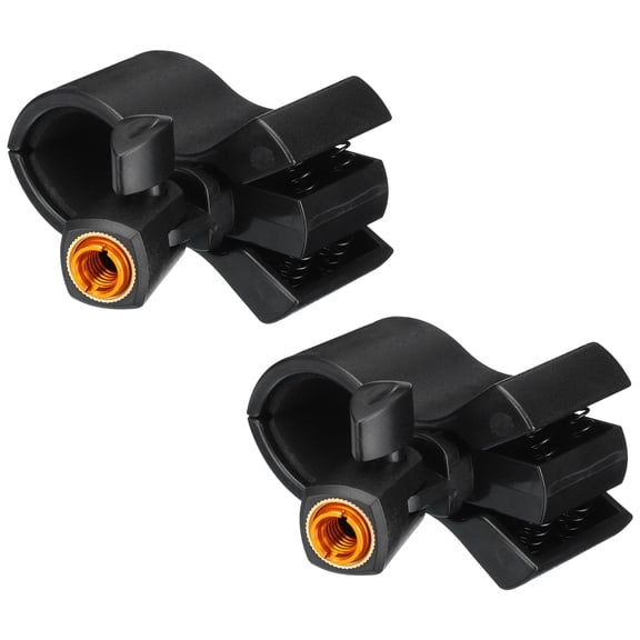 Microphone Holder O.D 32mm - 60mm Metal Interface Mic Holder Clip with 3/8 Golden Metal Adapter Black 2 Pcs