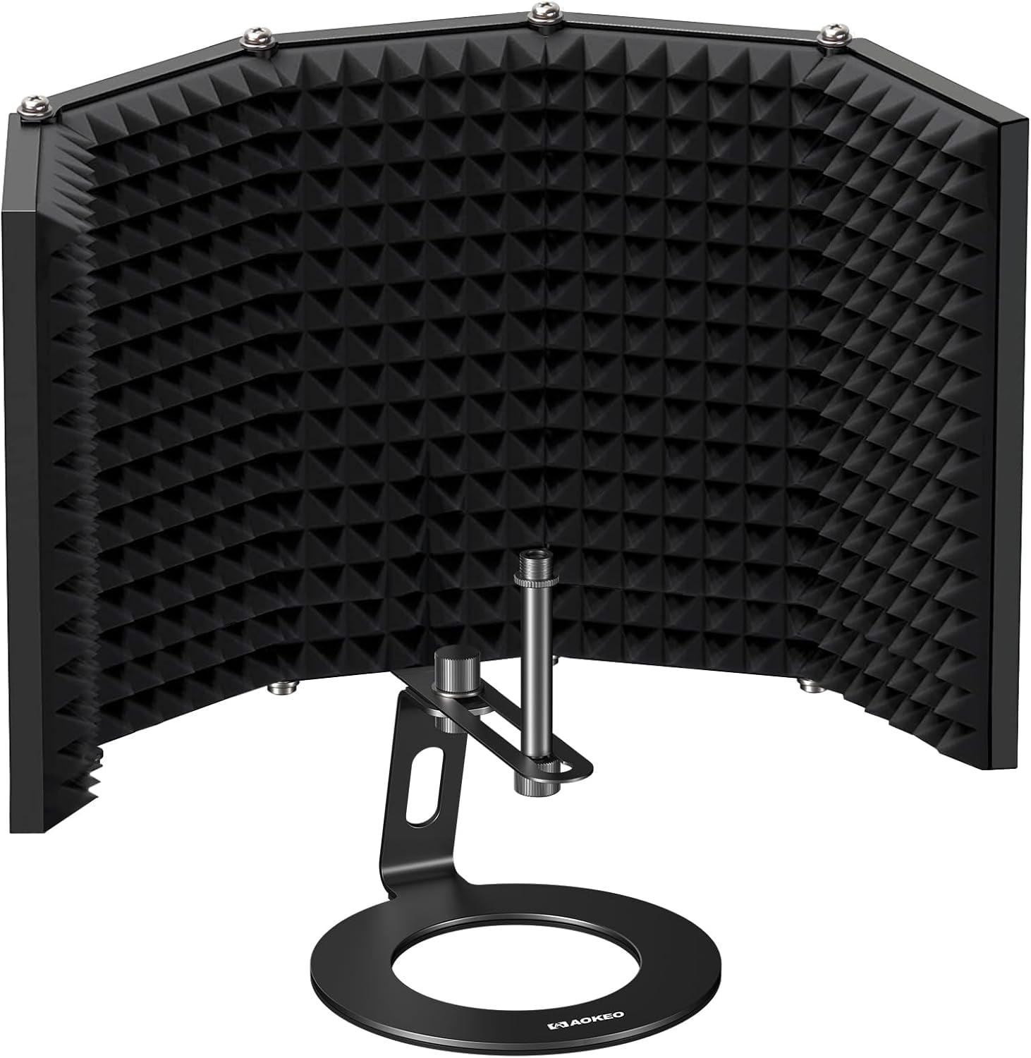 Microphone Isolation Shield, Foldable Mic Shield with Triple Sound Insulation, Reflection Filter with 3/8" and 5/8" Mic Threaded Mount for Recording Studio, Podcasts, Singing, and Broadcasting
