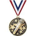 thumbnail image 1 of Microphone Medals, 2" Gold Diecast Microphone Medal Award 5 Pack, 1 of 2